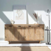 The Gileteen Handmade Solid Hard Wood Carved 4 Doors Sideboard